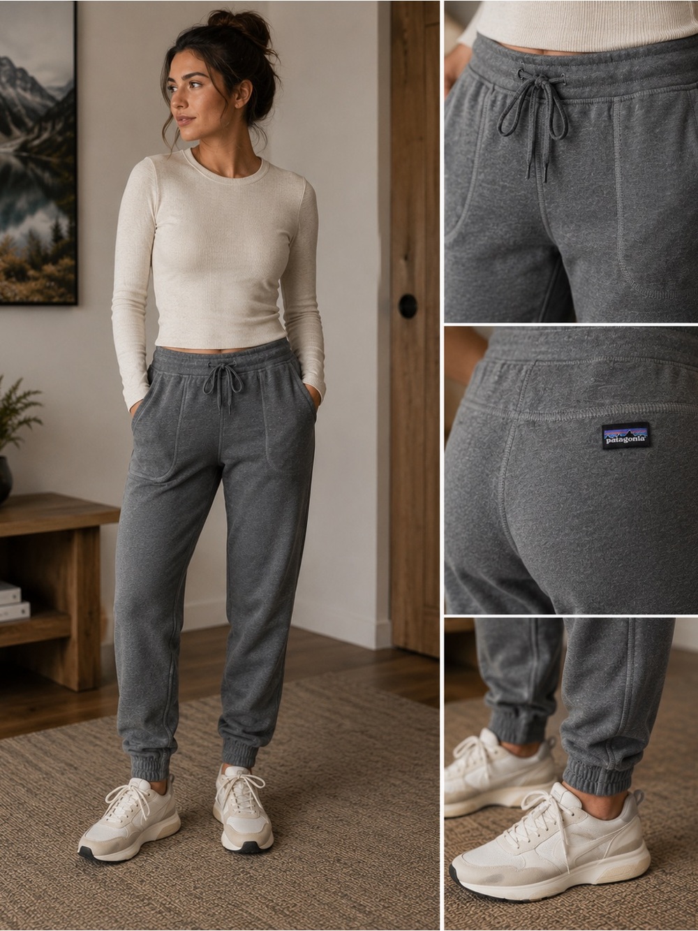 Patagonia Ahnya Fleece Jogger Sweatpants Women’s Small Gray Organic Cotton